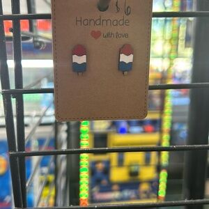 Red white and blue popsicle earrings